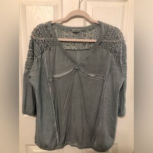 NWOT POL Women's Blue Lace Sleeve Top